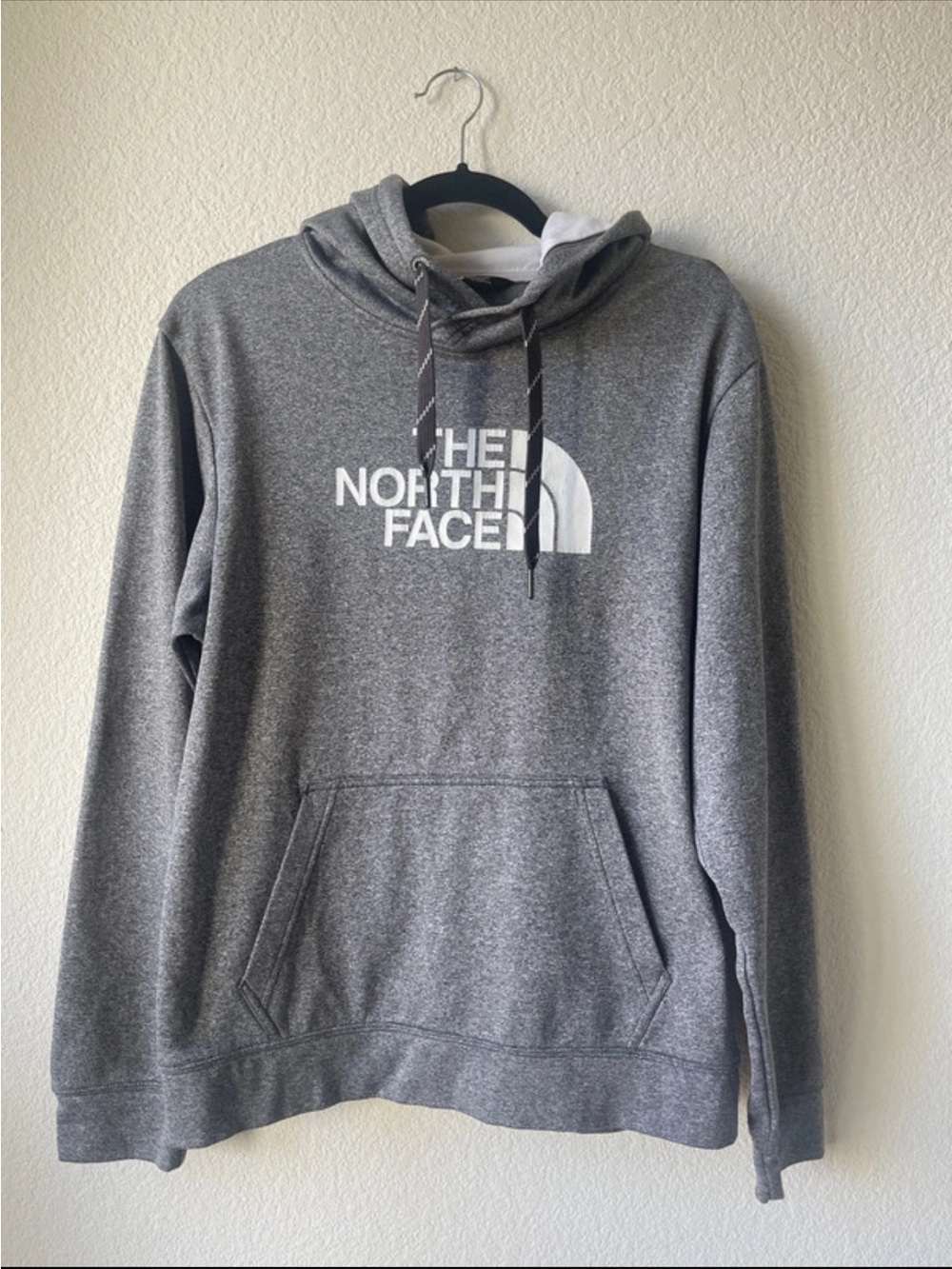 The North Face Men's Heather Gray Pullover Hoodie with White Logo